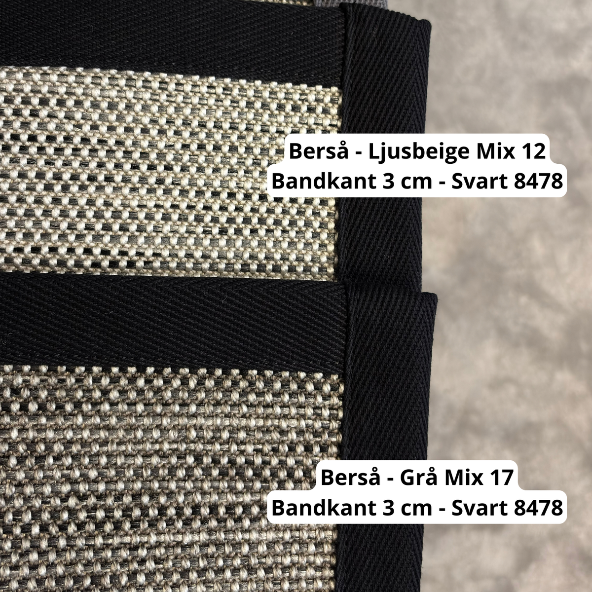 Bandkantning av mattor 3-5 cm visning