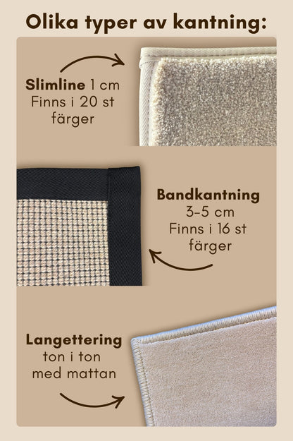 Bandkantning av mattor 3-5 cm visning